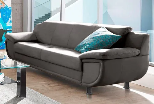 TRENDMANUFAKTUR 3-Sitzer Rondo, Breite 207 cm, breite Armlehnen, Füße schwarz, Big-Sofa wahlweise mit Federkern, in verschiedenen Bezügen bestellbar