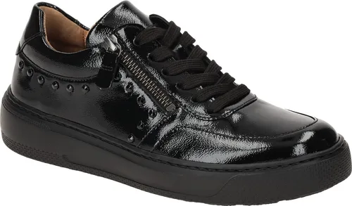 Gabor Damen Sport Schnürer Schwarz, Größe 6.5 - Schnürer mit Wechselfußbett, ideal für lose Einlagen. Best-Fitting-Ausstattung für extra Bequemlichkeit und rutschfeste Laufsohle für sicheren Halt. Modischer Look mit seitlichem Reißverschluss und Nietenbesatz.