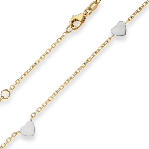 1,4mm Armband Fantasiekette Herzen aus 585 Gold - Elegantes Damenarmband aus 585 Gold in mehrfarbigen Herzen-Design. Länge: 19 cm, ideal für besondere Anlässe oder den Alltag. Hochwertige Verarbeitung für langanhaltenden Glanz.