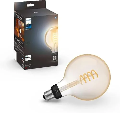 Philips Hue E27 Smart LED Leuchtmittel Warmweiß Globe 550lm - Smart-Leuchtmittel mit warmweißem Licht, kompatibel mit Amazon Alexa, Apple HomeKit und Google Assistant für einfaches Smart Home Management.