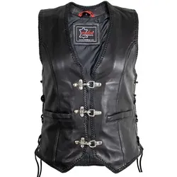 MDM Lederweste Damen Biker Lederweste (Biker Motorrad Lederweste) 2XL