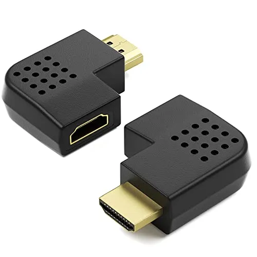 JAMEGA - 2 Stück HDMI Winkeladapter 90 Grad und 270 Grad Winkelstecker Flach von HDMI Buchse zu HDMI Stecker Konverter 1080p FullHD 4K Ultra HD Vergoldete Stecker für TV Stick, HDTV, PS4, Display usw