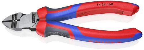 Knipex 14 22 160 Werkstatt Abisolier-Seitenschneider 160mm - Abisolierwerkzeuge mit hoher Schneidleistung durch Kraftgelenk, ideal für präzise Arbeiten an NYM-Kabeln bis 5 x 2,5 mm². Induktiv gehärtete Schneiden für Langlebigkeit.