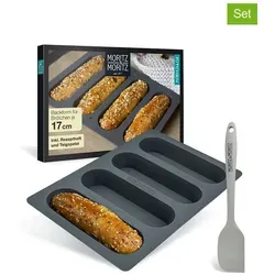 Moritz & Moritz 3tlg. Set: Silikon-Brötchenbackform in Grau
