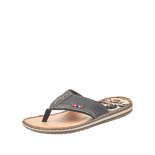 Rieker 21084 SCHWARZ/AN Gr. 45 - Herren Zehenhose - Herren-Zehentrenner aus Synthetik, kalt gefüttert für optimalen Tragekomfort, ideal für warme Tage.