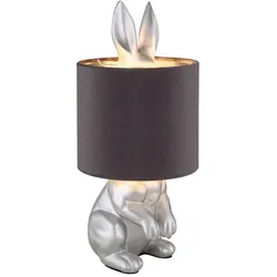 Tischleuchte Kaninchen-Design Grau 41 cm - Tischleuchte im niedlichen Kaninchen-Design, ideal für Kinderzimmer oder als dekorative Nachttischlampe. Aus hochwertigem Kunststoff und Samt, bietet sie ein warmes Licht für gemütliche Abende.