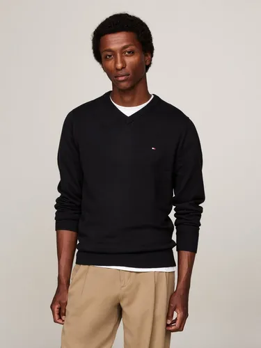 Produktbild Tommy Hilfiger Herren Pullover V-Neck Regular Fit, Schwarz (Black), S