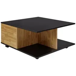 WOHNLING Couchtisch braun 70x70 cm mit Rollen - Mehrzwecktisch mit anthrazitfarbener Tischplatte und schwarzem Gestell, mobil durch integrierte Rollen, ideal für flexibles Wohnen und stilvolle Ablageflächen.