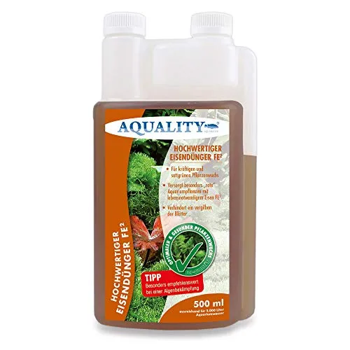 AQUALITY Aquarium Eisendünger FE² (Enthält den wichtigen und unentbehrlichen Pflanzennährstoff Eisen FE² - sattgrüner Pflanzenwuchs), Inhalt:0.5 Liter