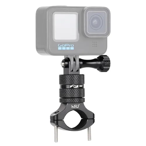 HSU Fahrrad Lenkerhalterung Motorrad Halterung für GoPro Osmo Action Kamera | 360° Horizontal Drehbarer Klemmenhalter aus Aluminiumlegierung für Fahrräder, Action-Kamera Adapter für Outdoor-Sport