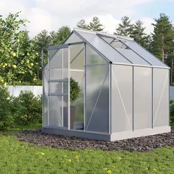 Gewächshaus Planet 3800 mit Stahlfundamentrahmen - Garten-Zubehör mit Dachfenstern, Regenrinnen und UV-stabilen Hohlkammerpaletten für optimale Pflanzenbedingungen und langlebige Nutzung.