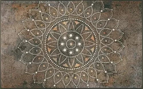 wash+dry by Kleen-Tex Teppich Madhana, Mandala Motiv, rechteckig - Kurzflor-Teppich, rutschhemmend und waschbar, ideal für In- und Outdoor, strapazierfähig und pflegeleicht.
