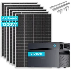 SUNSHARE Ray Lite 1200W Balkonkraftwerk-Komplettset mit 2 kWh Stromspeicher - Modulares Balkonkraftwerk-Set mit 1200W Leistung und 2 kWh Speicher. Ideal für flexible Solarstromnutzung und einfache Erweiterung bei steigendem Bedarf. Inklusive optimierter Halterungen für verschiedene Balkonkonstruktionen.