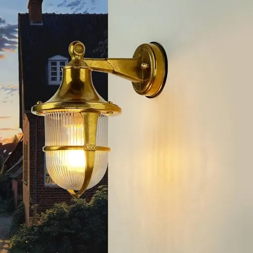 Licht-Erlebnisse Außenlampe Wand aus Echt-Messing in gold von Licht-Erlebnisse