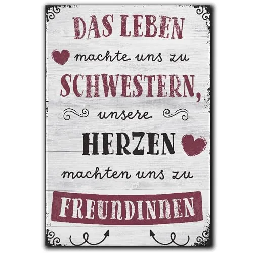 LANOLU Kühlschrankmagnete lustig- Leben Macht Uns zu Schwestern - Geschenke für Schwester- lustige Magnete mit Sprüchen und witzigen Motiven 8x5,5cm