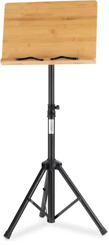 Classic Cantabile OSW-125 Notenpult Bambus - Stabiles Orchesterpult mit praktischen Notenklemmen, höhenverstellbar und ideal für Kinder