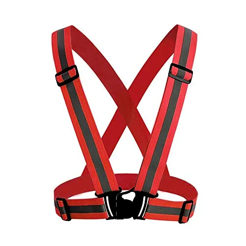 Warnweste Motorrad Reflektor Sicherheitsweste Unfallweste Sport Leuchtweste Neon (Rot)