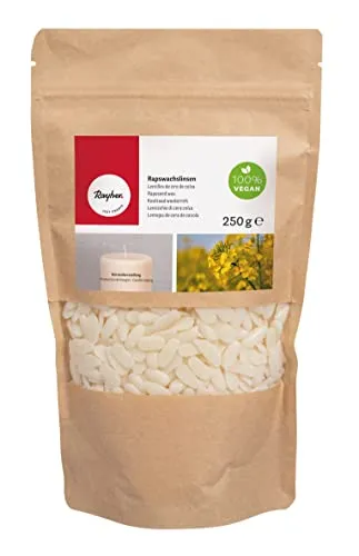 Rayher Raps-Wachslinsen, Beutel 250 g, aus gehärtetem Rapsöl, praktische Linsenform, Wachsgranulat, zum Kerzen gießen, Wachspastillen, 31643000, Weiß