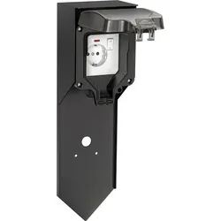 Garten Steckdosensäule POXO mit Erdspieß von ledscom.de - Lampen - Wetterfeste IP65 Steckdose mit Schalter und Kontrollleuchte, ideal für den Außenbereich, robust und flexibel mit praktischem Erdspieß für einfache Installation.