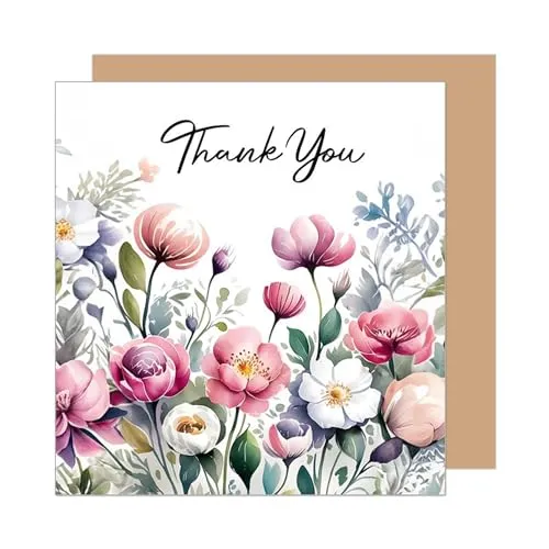 Edition Seidel Premium quadratische Glückwunschkarte mit Umschlag. Dankeskarte Grußkarte Danke Danksagung Dankeschön Mann Frau Freund Freundin Blumen (DQ100 SW025)