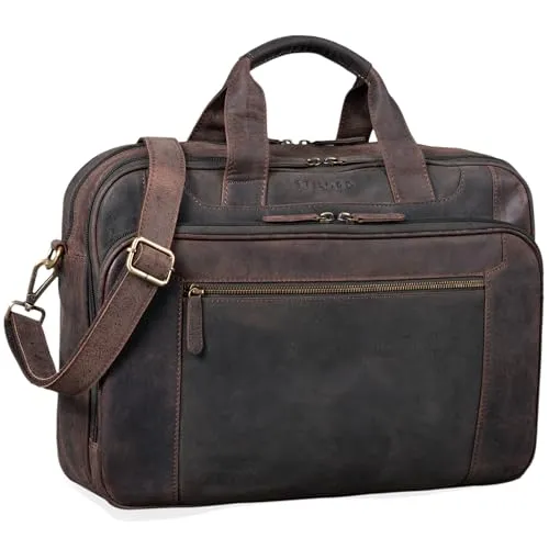 STILORD Herren-Businesstasche aus Leder braun - 15,6 Zoll Laptoptasche für maximale Organisation, Vintage Design und zeitlose Eleganz