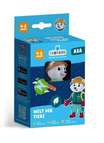 Edurino Lernspielzeug Lernfigur Asa 2 - Entdecke die Welt der Tiere - Lernspielzeug für Kinder ab 4 Jahren, fördert spielerisch Wissen über Tiere und deren Lebensräume.
