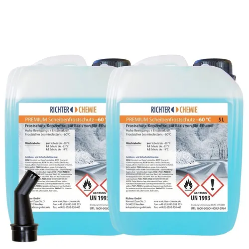 Liter (2x 5 Liter Kanister) PREMIUM Scheibenfrostschutz -60°C KONZENTRAT (2,3 10