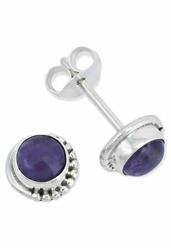 Ohrstecker 925 Silber Amethyst lila Stein Edelstein Ohrringe echt Silber Damen Sterling Silber Stecker Geschenk(MOS-028-01)