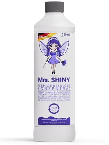 MRS. SHINY® Teppichreiniger Konzentrat 1:30 [750ML] Konzentrat für Sofa, Matratzen, Teppiche, Fußmatten & Fahrzeugsitze - Teppichreinigungsmittel - Tiefenreinigung - Faserschonend - Made in Germany