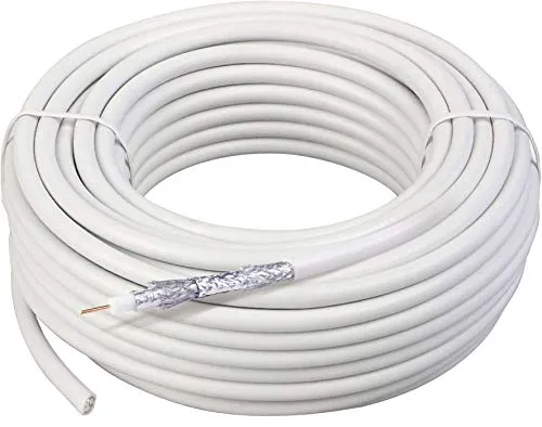SCHWAIGER -KOX11510 052- SAT-Koaxialkabel 10m/ 115 dB/hohes Schirmungsmaß/ 4-fach geschirmt/Satellitenkabel/unkonvektioniert/ 7,3 mm/weiß