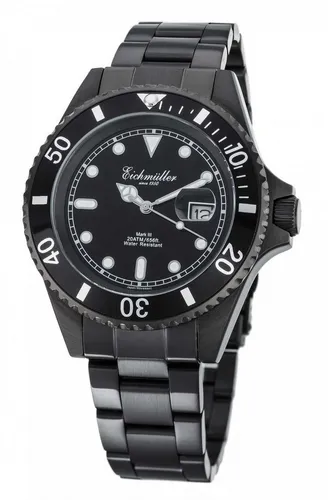 Produktbild Eichmüller Taucher Herrenuhr Edelstahl Schwarz mit Datumsanzeige
