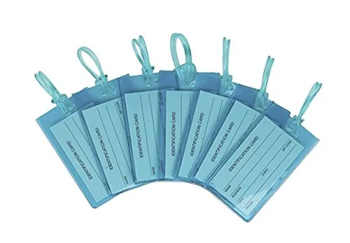 7er-Pack Kofferanhänger | Flexibler Gepäckanhänger für Koffer, Taschen und Gepäck | Adressanhänger | Namensschilder aus PVC | Luggage Tags | Blau