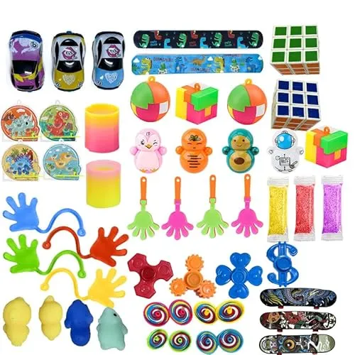 Stück Mitgebsel Set Spielzeug für Kinder – Schatztruhen-Belohnungen fürs Klassenzimmer, Zappelspielzeug zum Stressabbau, Piñata-Osterkörbchenfüller als Weihnachtsstrumpffüller (ab 3 Jahren) 60