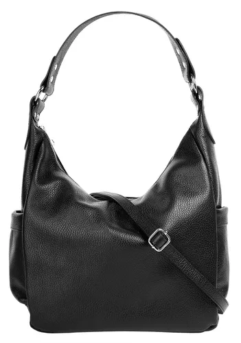 Samantha Look Shopper Damen 021214 schwarz - Elegante Handtasche aus 100% Rindleder mit modernem Tragehenkel, ideal für A4-Unterlagen und mit praktischen Fächern für schnellen Zugriff auf Kleinigkeiten.