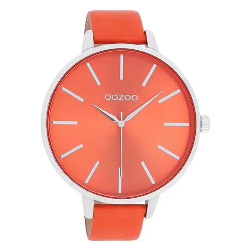 Oozoo Damenuhr Color Line 48 MM Orange - Stylische Armbanduhr für Damen mit XXL Gehäusedurchmesser von 48 mm, spritzwassergeschützt und hochwertigem Miyota Quarzwerk. Ideal für modebewusste Frauen!