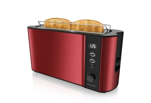 Arendo Toaster Edelstahl mit Display und Brötchenaufsatz