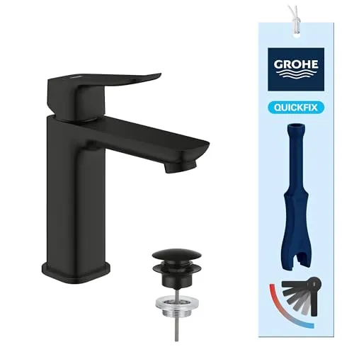 GROHE Dice Waschtischarmatur, mattschwarz, energiesparend in schwarz von GROHE