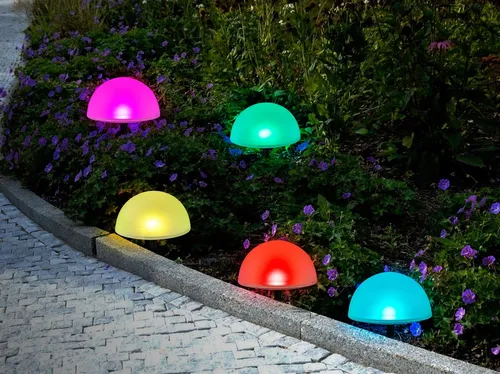 LED Solar Bodenlichterkette Halbkugel - Bunte Garten Deko Leuchte - Kategorie: Lichterketten, 5 LED-Lichter mit Farbwechsel für stimmungsvolle Beleuchtung im Außenbereich, energieeffizient durch Solarbetrieb und wetterfest (IP44)