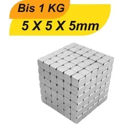 Neodym Magnet Würfel 5mm x 5mm x 5mm – Supermagnete mit hoher Haftkraft - Kompakte Neodym Würfelmagnete 5x5x5 mm mit hoher Haltekraft für vielseitige Anwendungen im Bastelbereich. Ideal für Präzisionsprojekte und dauerhafte Verbindungen. Robuste Beschichtung sorgt für Langlebigkeit.