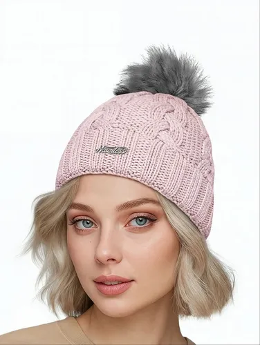 Neverless Strickmütze Damen Strickmütze Zopfmuster Fleccefutter Bommelmütze Pudelmütze