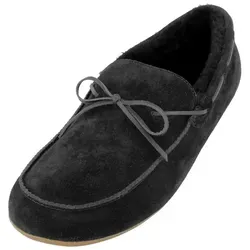 Haflinger Lammfellclog Mokassin Yumah Hausschuh aus Leder unisex Hausschuh schwarz 43