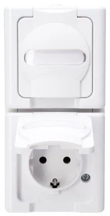 Kopp 131402009 Blue Elec. Schutzkontakt-Steckdose 2fach senkrecht Aufputz IP44