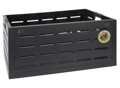 Klappbox Einkaufskiste XXL 60 L Anthrazit - Platzsparende Tragebox - Boxen für vielseitige Nutzung: Klappbare, wetterresistente Einkaufskiste mit 60 L Volumen, ideal für Einkäufe oder Wäsche, stapelbar und platzsparend.