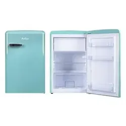 Amica Table Top Kühlschrank KS 15612 T - Retro Design in Türkisblau - Kühlschrank mit 95 l Kühlraum und 13 l Gefrierfach, energieeffizient dank Abtauautomatik und ideal für kleine Räume oder als zusätzlicher Kühlschrank.