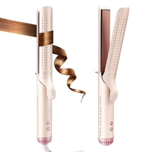 AraSyleon Glätteisen Locken und Glätten, 2-in-1 Haarglätter und Lockenstab mit Lüftungsschlitz, Haarglätter mit 5 Temperatursätzen(140-220°C), 30s Vorheizen Glätteisen für Locken, Rosa