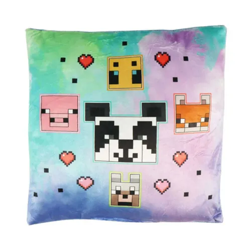 Aymax Minecraft Pixel Style Kissen 35x35 cm – Velours Dekokissen mit Tiermotiven & Herzen – Kuschelkissen für Gamer & Fans pixeliger Spielwelten