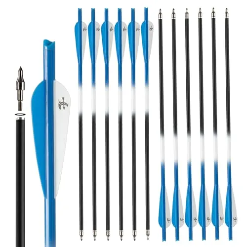 S F Armbrustbolzen, Armbrustpfeile 22 Zoll aus Carbon für die Jagd und Zielübungen (Blau,12er-Pack)