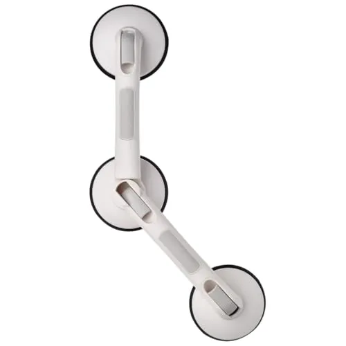 Winkel-Sauggriff Rob L, weiß, ABS – Sicherer Halt für jedes Bad - Behinderten-Bedarf – Flexibler Sauggriff mit Anti-Rutsch-Grifffläche, ideal für Reisen und bietet sicheren Halt bis 120 kg.