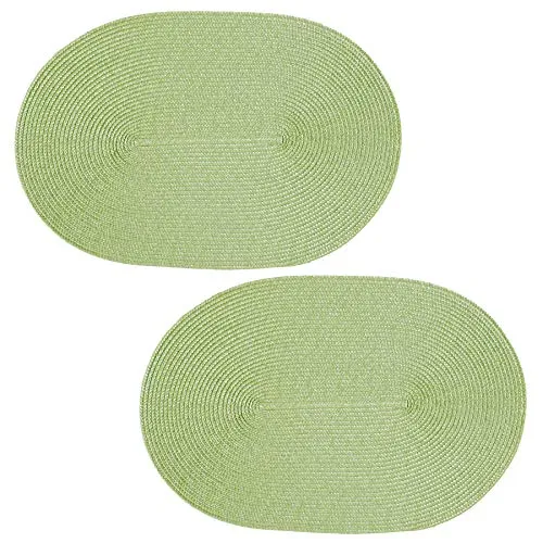 Platzset 2er Set Pistazie oval ca. 45x30 cm Platzdeckchen Tischset geflochtene Optik