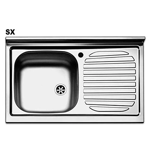 Edelstahl-Spüle 80 cm mit Abtropffläche rechts